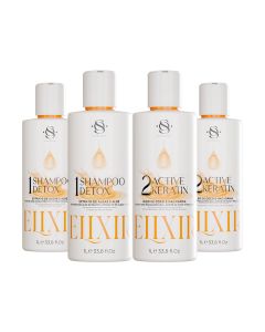 Kit 2 Escovas Progressivas S&O Active Keratin Elixir + 2 Shampoos Detox 1 Litro