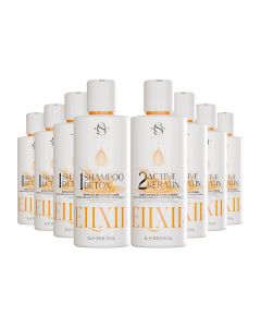 Kit 4 Escovas Progressivas S&O Active Keratin Elixir + 4 Shampoos Detox 1 Litro