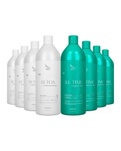 Kit 4 Escovas Progressivas Zap All Time Orgânica + 4 Shampoos Detox 1 Litro