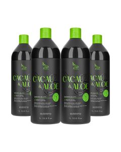 Kit 4 Escovas Progressivas Zap Cacau & Aloe Vera Passo Único 1 Litro