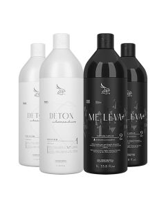 Kit 2 Escovas Progressivas Zap Me Leva Black + 2 Shampoos Detox 1litro