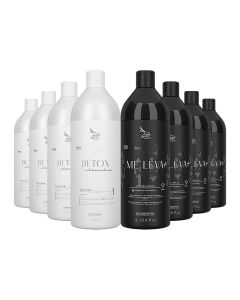 Kit 4 Escovas Progressivas Zap Me Leva Black + 4 Shampoos Detox 1litro