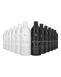 Kit 6 Escovas Progressivas Zap Me Leva Black + 6 Shampoos Detox 1litro